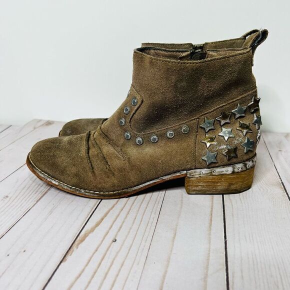 Mia Limited Edition Marrshal Gold Silver Star Embellished Suede Leather Ankle Bo - Picture 1 of 14